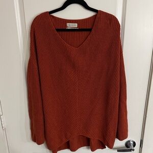 Urban Outfitters V-Neck Sweater in Rich Rust